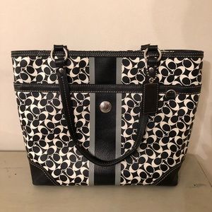 Black and White Coach Tote Bag